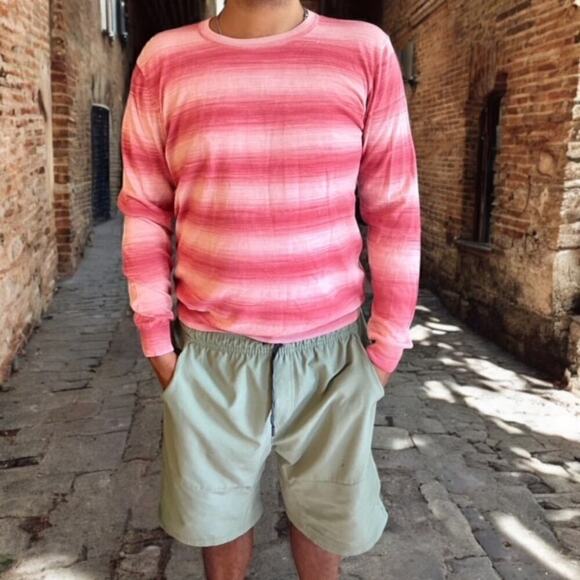 SAKS FIFTH AVENUE Slim Fit Ombré Striped Crewneck Sweater - XXL - Picture 1 of 3